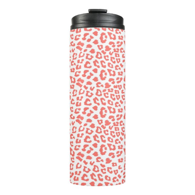 Coral Leopard Print Thermosbecher (Vorderseite)