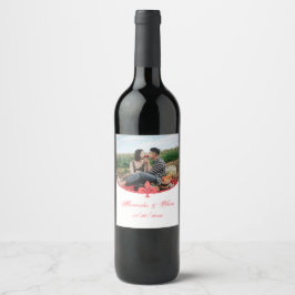 Coral Lilie Foto Wedding Wine Label Weinetikett