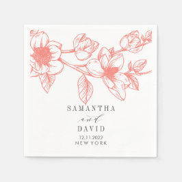 Coral Magnolia Blume Hochzeit blumenreich personal Serviette