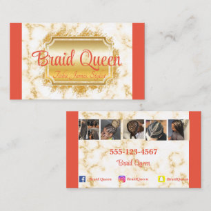 Coral Marble Hair Braiding Business Card Visitenkarte