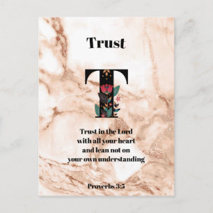 Coral Marble T Monogram Personalisierte Schrift Postkarte