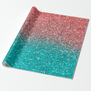 Coral Melon Orange Aquamarin Aqua Green Funkelnd G Geschenkpapier