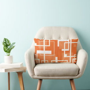 Coral Mid Century Square Link Muster Lendenkissen