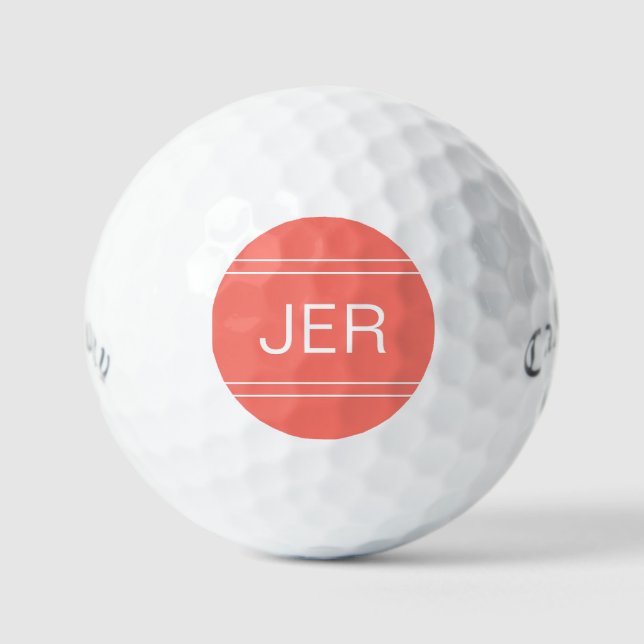 Coral Mit Monogramm Initial Personalisiert Golfer Golfball (Vorderseite)