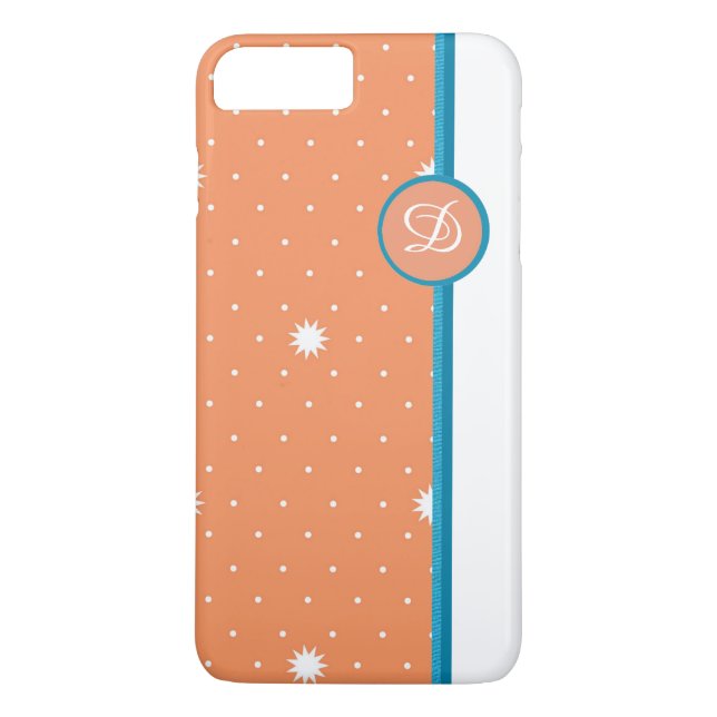 Coral Mit Monogramm iPhone Case (Rückseite)