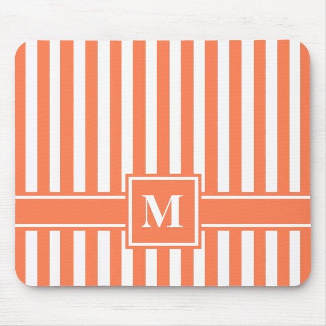 Coral Modern Strip mit Monogramm Mousepad (Vorne)