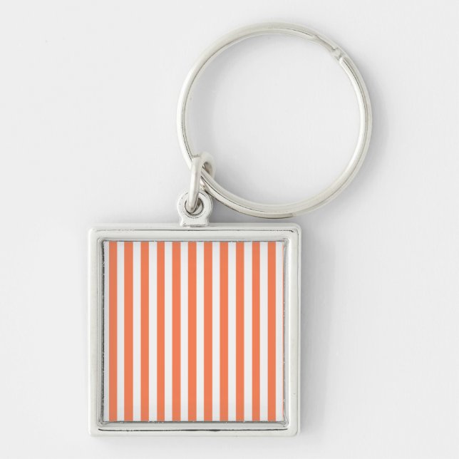 Coral Modern Stripes Schlüsselanhänger (Vorne)