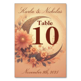 Coral Moonflower Wedding Tischnummer
