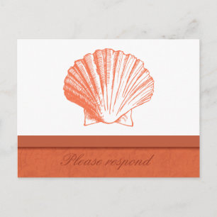 Coral Muschel Beach Wedding UAWG Postcard Einladungspostkarte