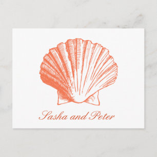 Coral Muschel Beach Wedding UAWG Postcard Einladungspostkarte