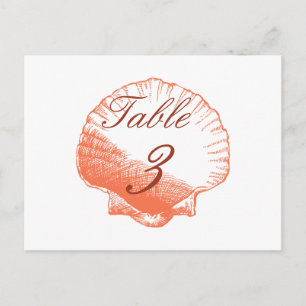 Coral Muscheln Beach Wedding Tischnummer Cards