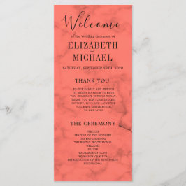 Coral Navy Blue Elegant Moderne Hochzeit Programm