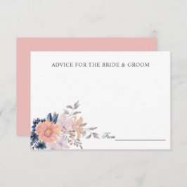 Coral & Navy Blume Hochzeitsempfehlung oder Rezept Einladung