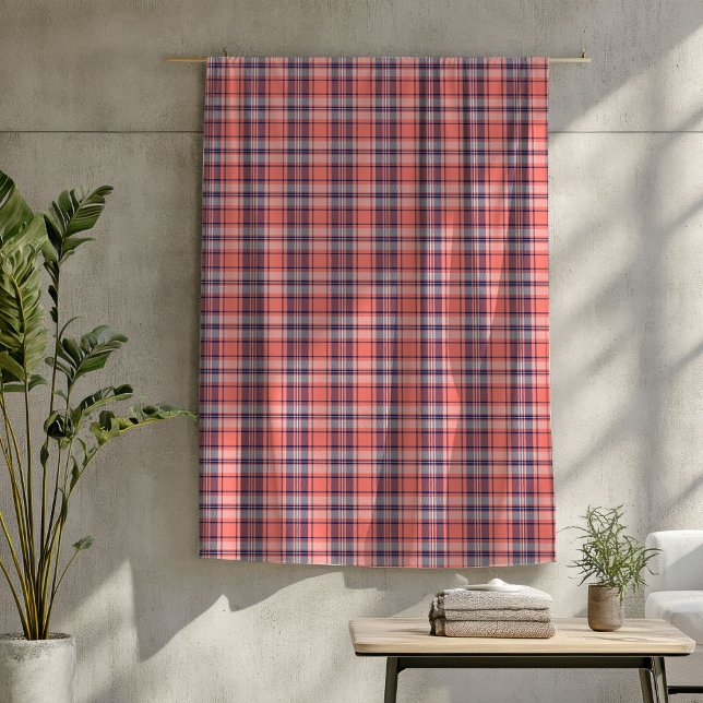 Coral Navy Tartan Throw Soft und stilvoller Akzent Fleecedecke (Coral Navy Tartan Throw Soft and Stylish Accent)