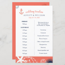 Coral Navy White Beach Wedding Timeline