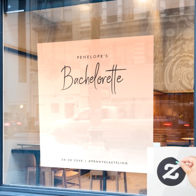 Coral Ombre | Hintergrund des Junggeselinnen-Absch Fensteraufkleber (Café-Fenster)