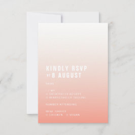 Coral Ombre | Rosa Moderne Minimalistische Hochzei RSVP Karte