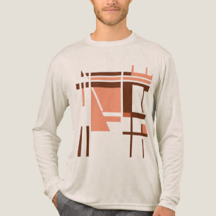 Coral Orange Brown Geometric Abstrakt MCM Look Tri-Blend Shirt