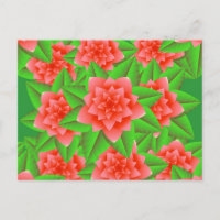 Coral Orange Camellias und grüne Blätter