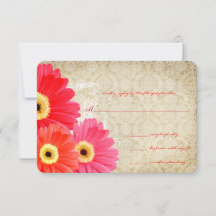 Coral Orange Pink Gerber Daisy Wedding Einladung