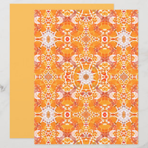 Coral Orange und Cream Batik Medallion Muster