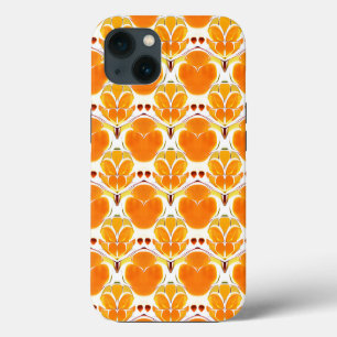Coral Orange und Cream Batik Muster iPhone 13 Hülle