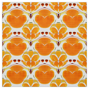 Coral Orange und Cream Batik Muster Stoff