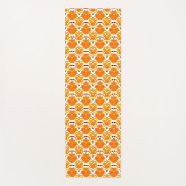 Coral Orange und Cream Batik Muster Yogamatte (Vorderseite)