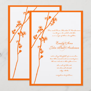 Coral Orange Wildblume Branch Floral Wedding Einladung