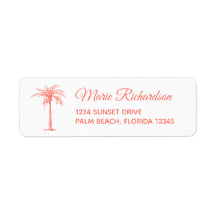 Coral Palm Tree Beach Hochzeit Rücksendeadresse