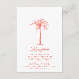 Coral Palm Tree Tropical Beach Wedding Empfang Begleitkarte