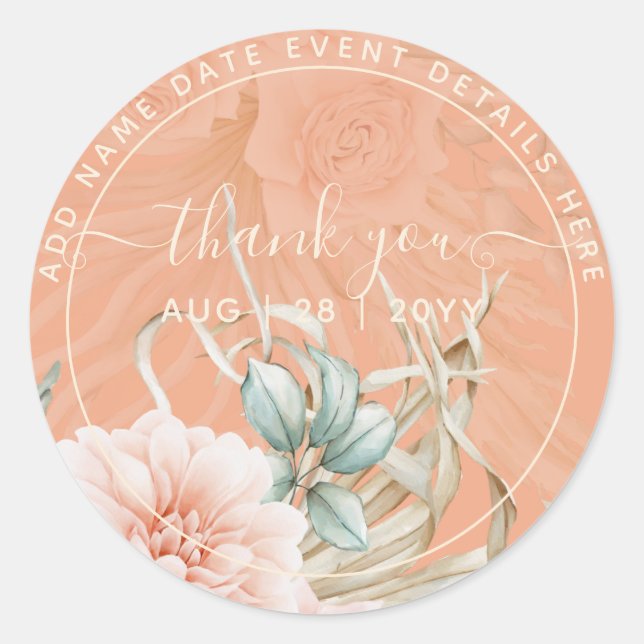 Coral Pampas Grass Vielen Dank für Ihr Interesse a Runder Aufkleber (Vorderseite)