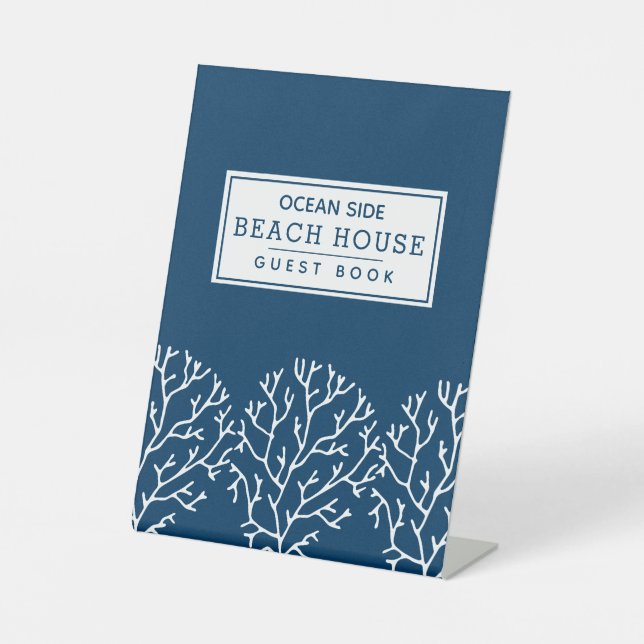 Coral Pattern - Beach House Ferienwohnung Blue Sockelschild (Vorderseite)