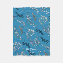 Coral Pattern Blue Coastal Beach House