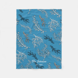 Coral Pattern Blue Coastal Beach House Fleecedecke