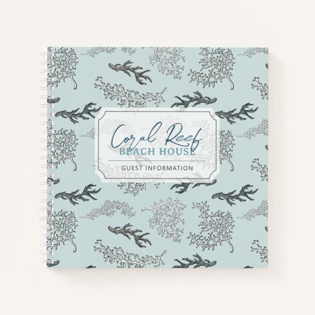Coral Pattern Vacation Rental Guest Book Notizbuch (Vorderseite)