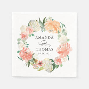 Coral Peach Blush Blumenkraut Hochzeit Serviette