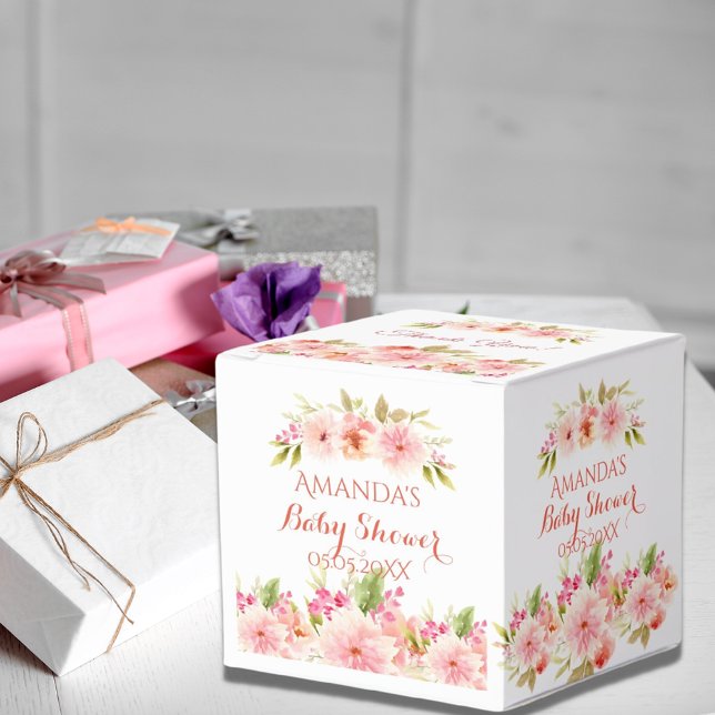 Coral peach dahlia Blume Kinderdusche Danke Geschenkschachtel (Von Creator hochgeladen)