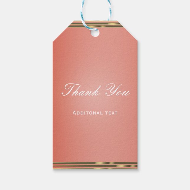 Coral Peach Dipped & Gold Chic Elegantes Gastgesch Geschenkanhänger (Vorderseite)