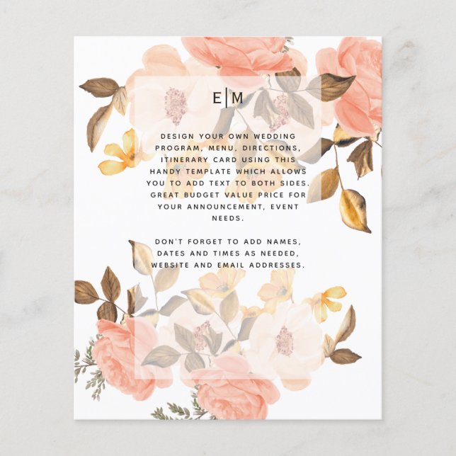 Coral Peach Gold Bronze Floral Wedding Einladungen (Vorderseite)