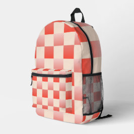Coral Peach Gradient Checked Bedruckter Rucksack