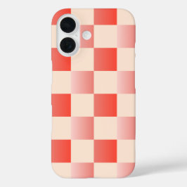 Coral Peach Gradient Checked iPhone 16 Hülle