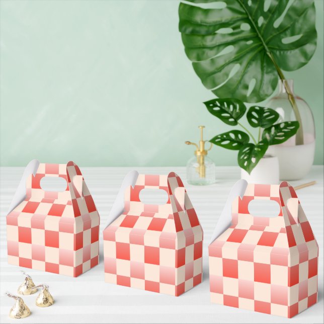 Coral Peach Gradient Checked Geschenkschachtel (Zahlreiche)