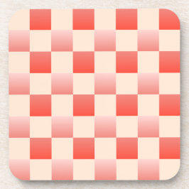 Coral Peach Gradient Checked Getränkeuntersetzer