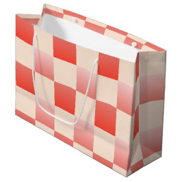 Coral Peach Gradient Checked Große Geschenktüte