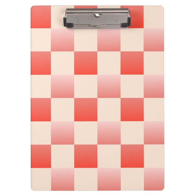 Coral Peach Gradient Checked Klemmbrett (Vorderseite)