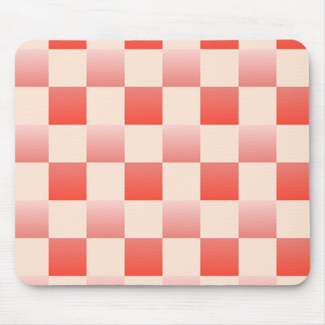 Coral Peach Gradient Checked Mousepad (Vorne)