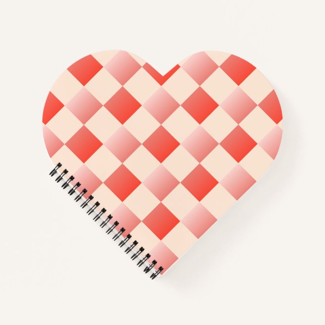 Coral Peach Gradient Checked Notizbuch (Vorderseite)