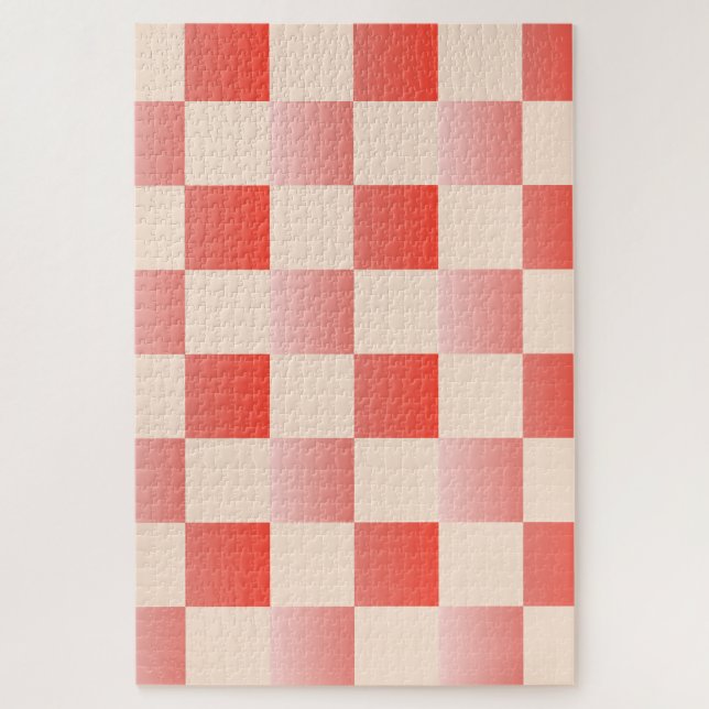 Coral Peach Gradient Checked Puzzle (Vertikal)