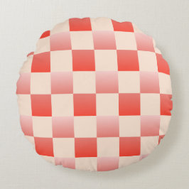 Coral Peach Gradient Checked Rundes Kissen
